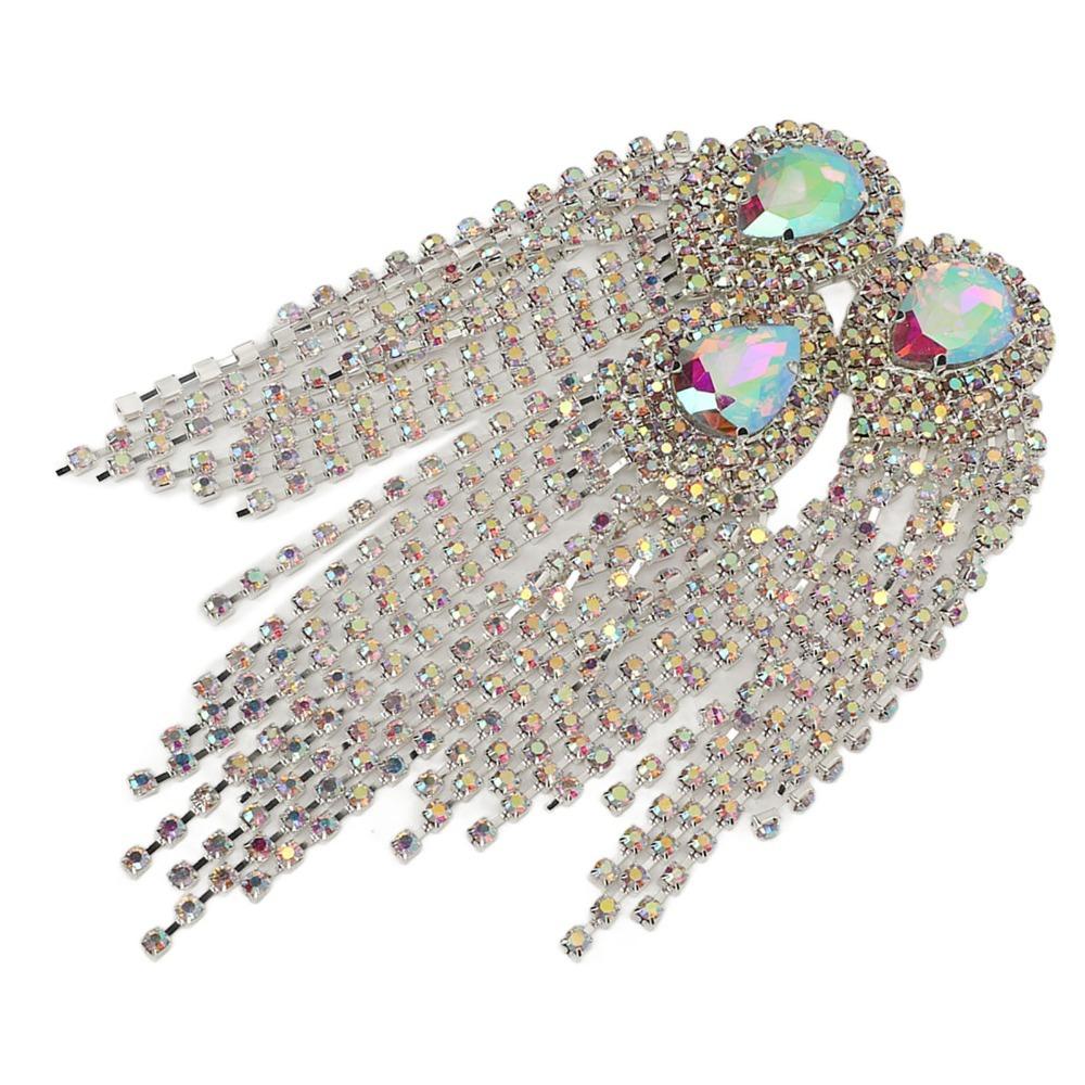 

1pcs Waterdrop Design Decorative Shoulder Board Rhinestone Applique DIY Accessories серебряный