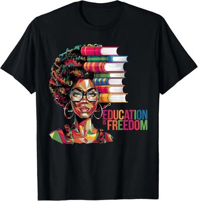 Education Is Freedom Black History Month Teacher Books Afro T Shirt