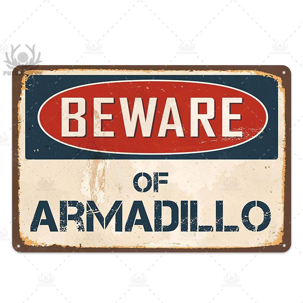 Putuo Decor Beware Vintage Tin Sign Funny Warning Danger Plaque Metal Wall Poster Painting for Room House Shop Bar Man Cave