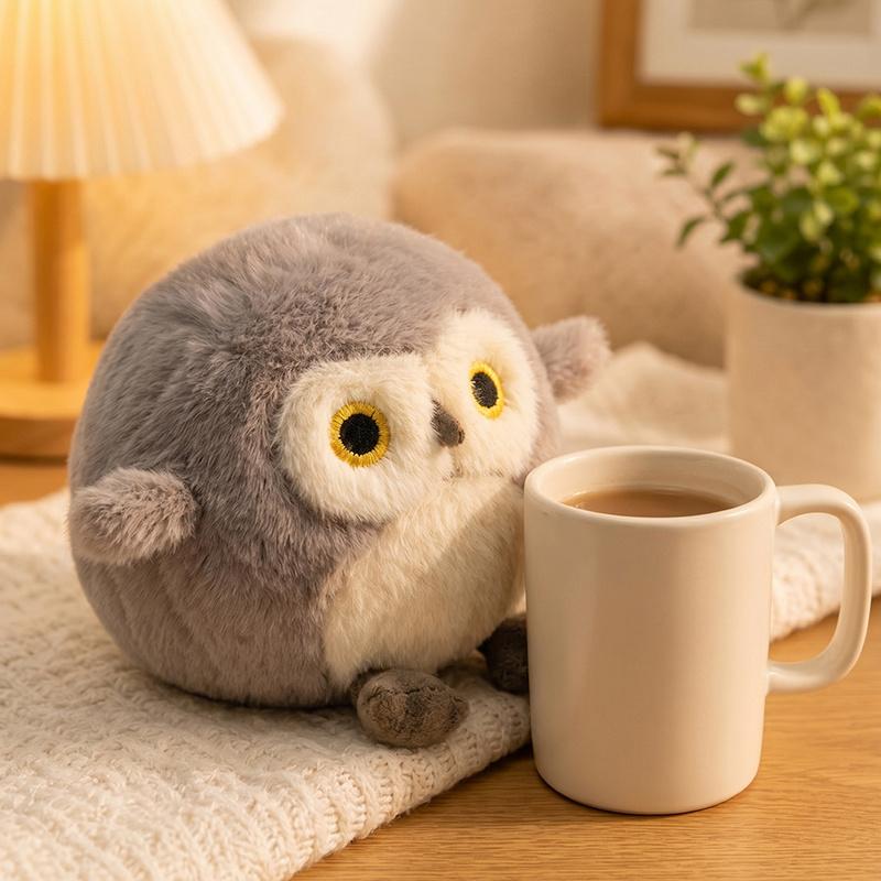 10Cm Cute Owl Doll Plush Toy Grey Brown White Bird Animal Cartoon Plushie Companion Birthday Present