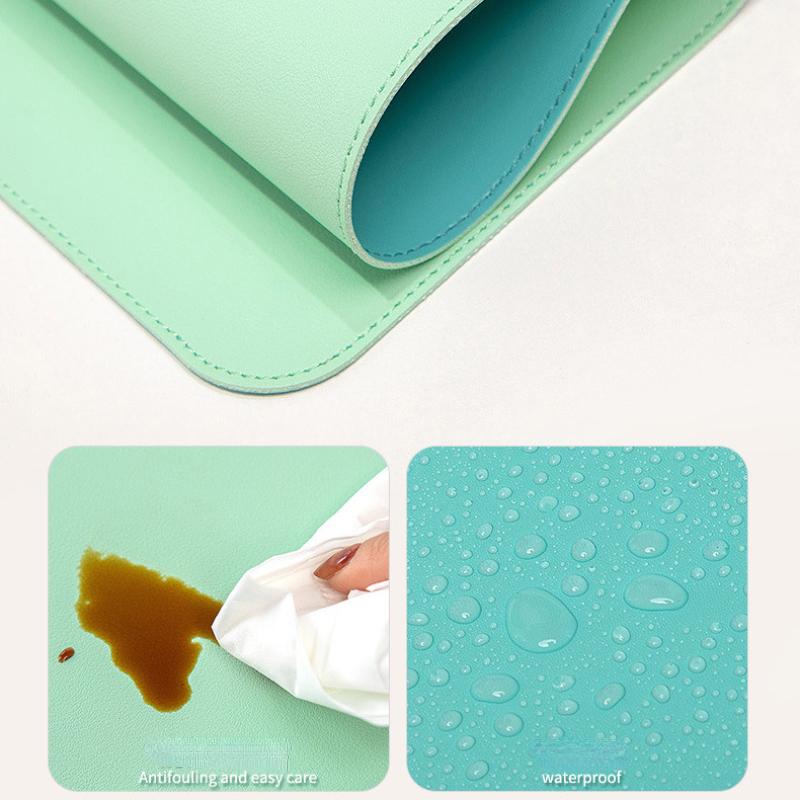 Musematte i PU-skinn Bærbar musematte Stor spillvanntett, sklisikker skrivebordsmatte Datatastaturmatte Doble sider Bruk