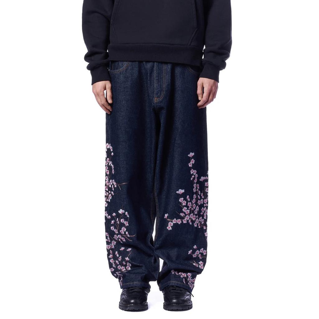 Blugi unisex retro cu broderie cireșe, croială dreaptă, pentru femei, streetwear, bărbați, vintage, Y2K, pantaloni din denim