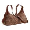 Coach Ella 35 Classic Monogram Print Chenille Velvet And Smooth Leather Tote Shoulder Bag Small Women Bags Light-Khaki Vintage-Brown CDV37-IMYN0