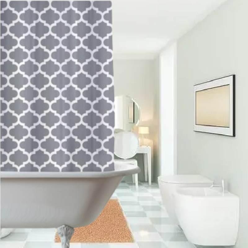 Custom Thick Polyester Waterproof Bathroom Shower Curtain With Digital Printing Nordic Style