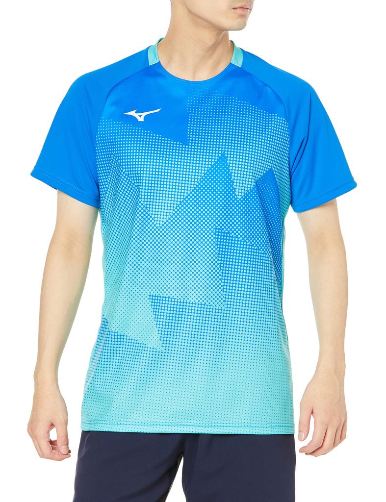 Tennis Wear Game Shirt Sweat Absorbent Quick Drying Dynamotion Fit Badminton 62JA2503 Peace Blue S [Mizuno]