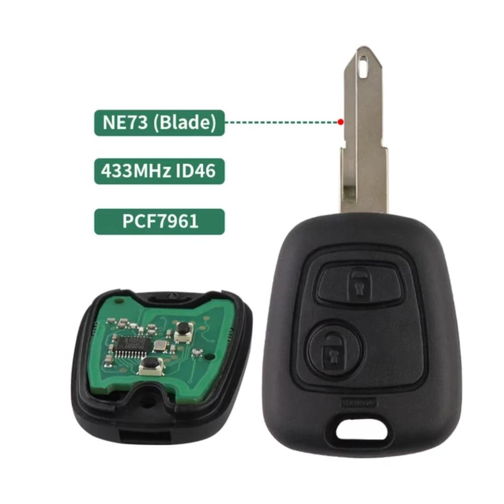 JINGXIN Remote Car Key 433MHz For Peugeot 107 206 306 For Citroen C1 C2 C3 Saxo Xsara Picasso ID46 PCF7961 Chip No Logo Car Key