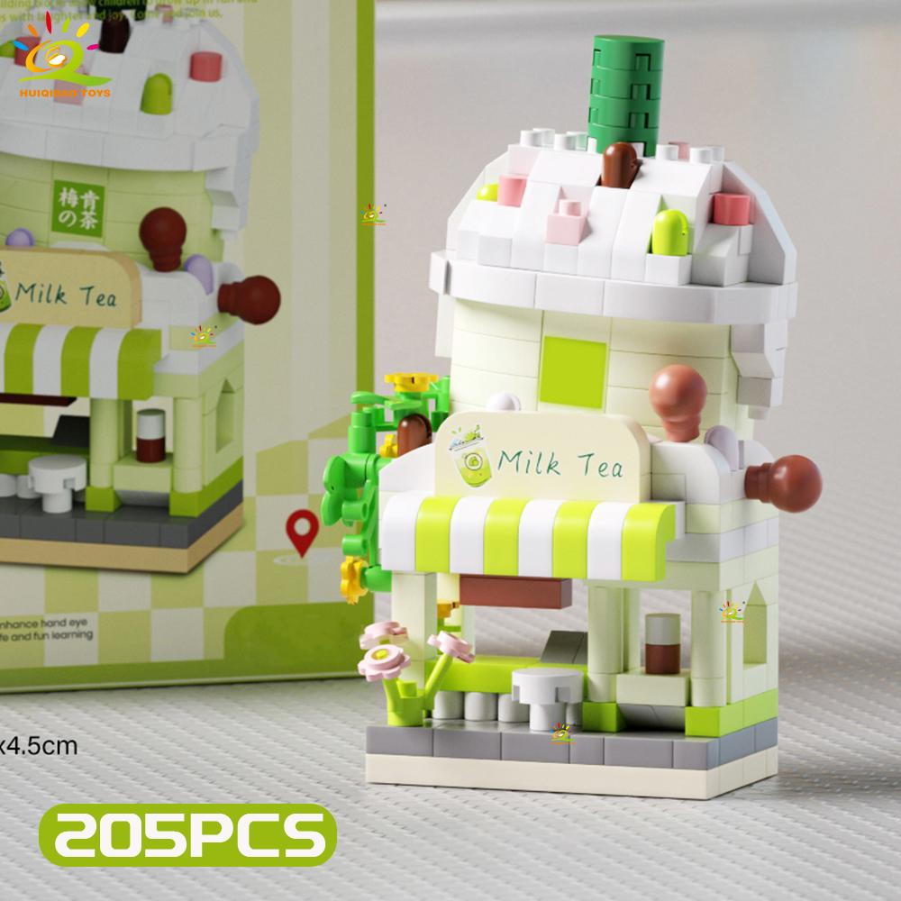 Non-Toxic Moc Cute Street Shop Model Micro Building Block Burger Fried Flower Model Mini Brick Toy For Children Desk Decor.