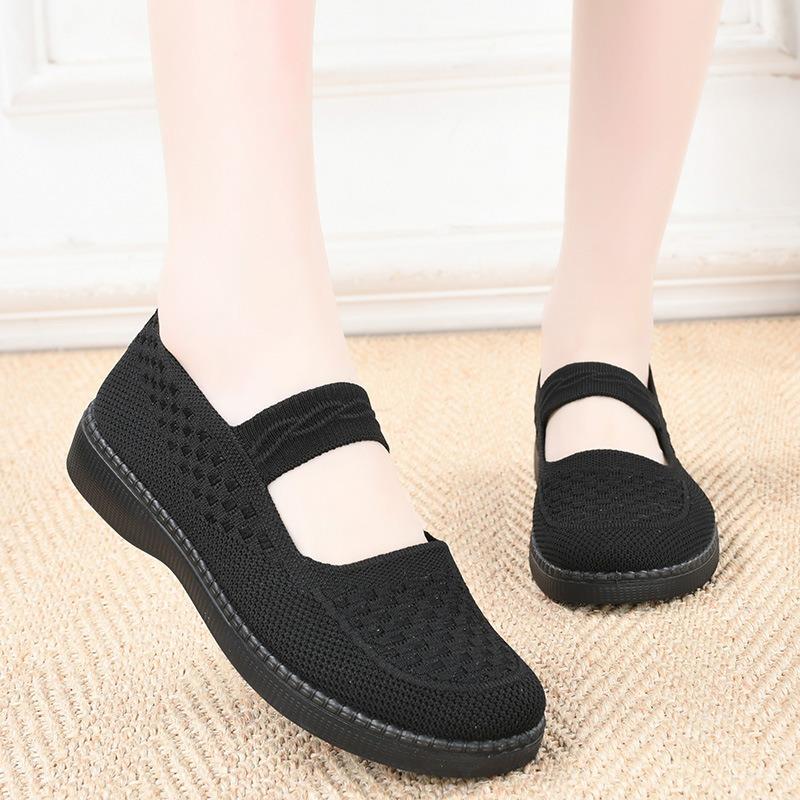 One-pedal cloth shoes women's middle-aged and old walking shoes breathable mesh sneakers soft-soled non-slip mother shoes
