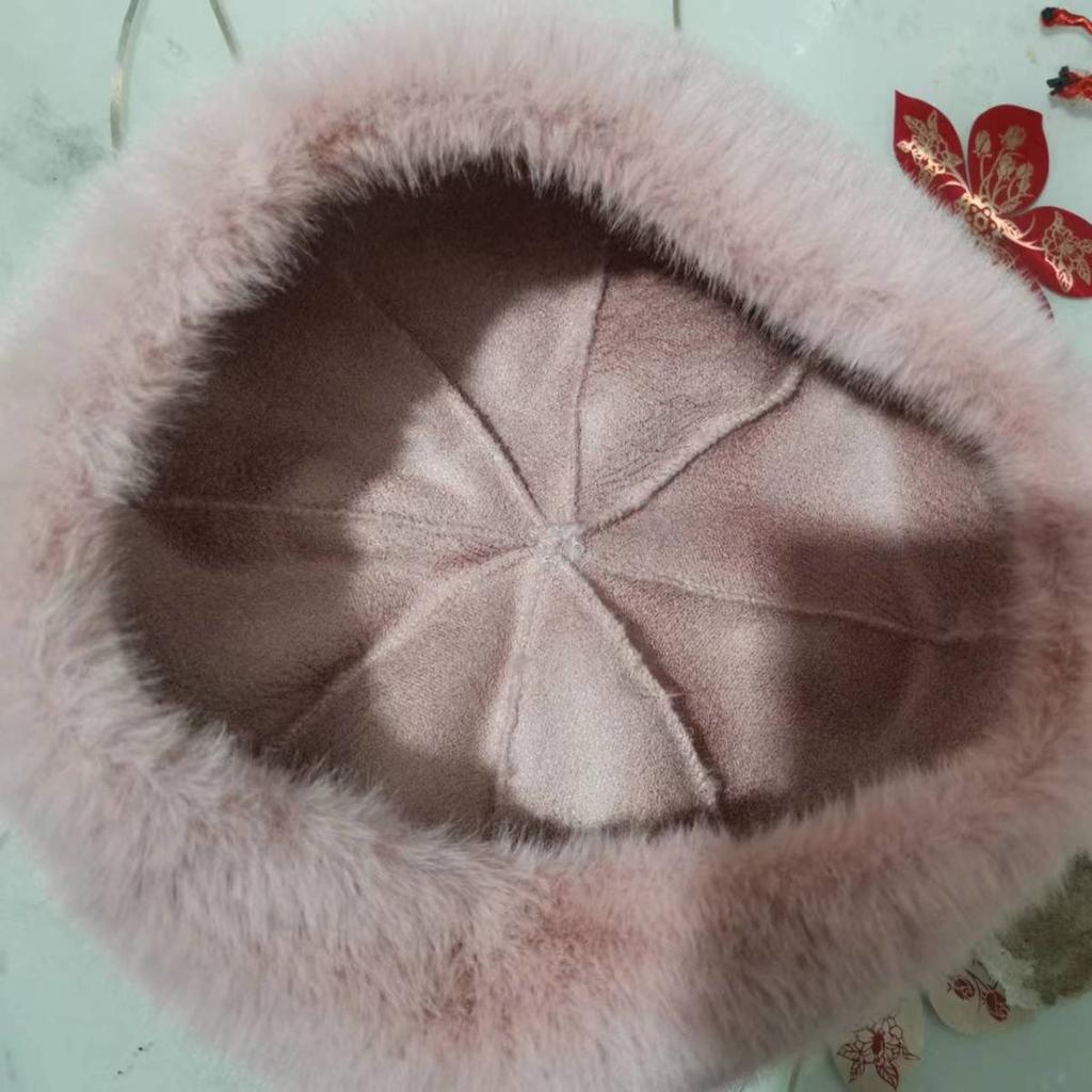 New Imitation Mink Hair Pumpkin Beret Fashionable Versatile Autumn and Winter Foreign Style Women's Hat