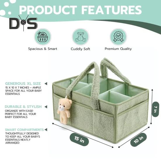 Baby Diaper Caddy with Handle Multiple Compartments Large Capacity Portable Baby Diaper Caddy Organizer Storage Bag