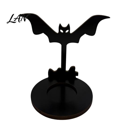 Spooky Pumpkin Tea Light Decor Halloween Wooden Candle Holder, Black Hollow Crow Spider Tealight Display Party Atmosphere Stand, Gothic Silhouette