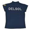 DELSOL X PEANUTS Snoopy Collaboration Short Sleeve Mock Neck Shirt (JP, Alphabet, M, NAVY)