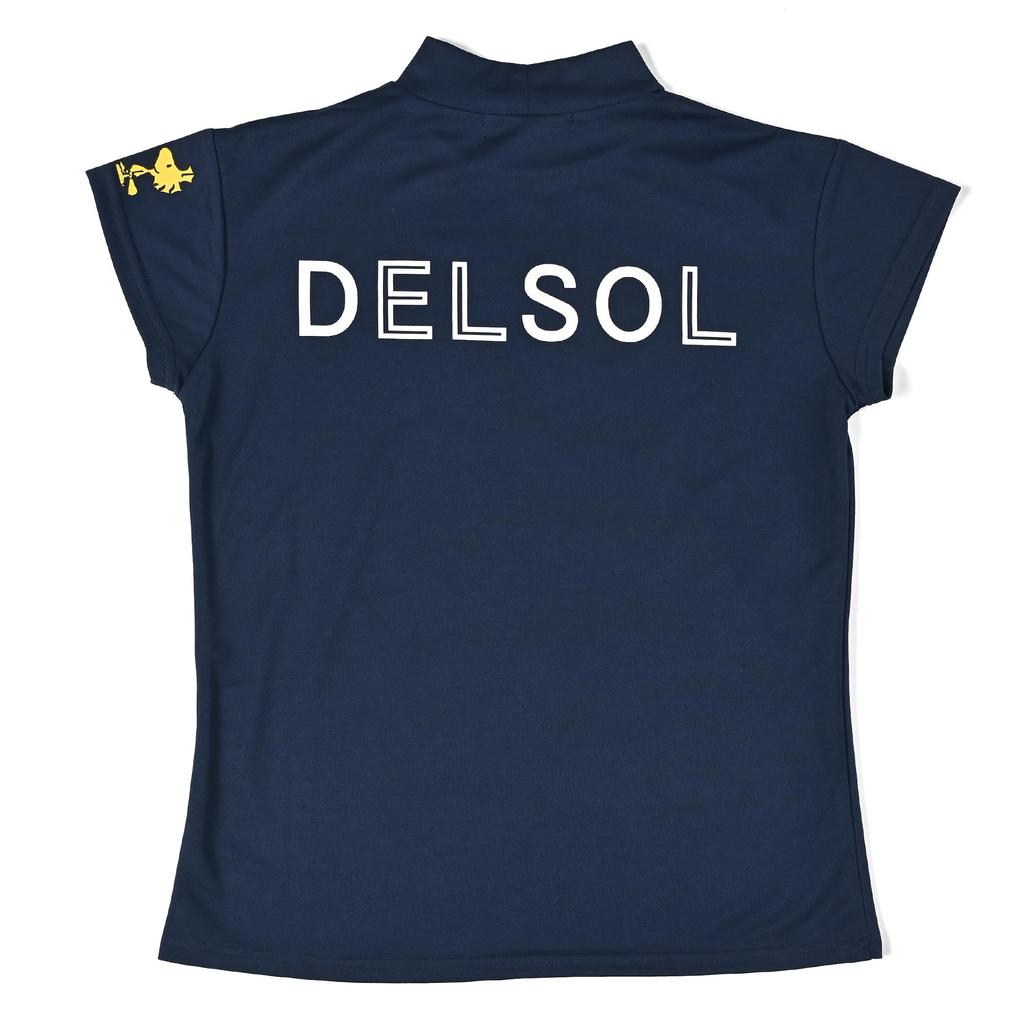 DELSOL X PEANUTS Snoopy Collaboration Short Sleeve Mock Neck Shirt (JP, Alphabet, L, NAVY)
