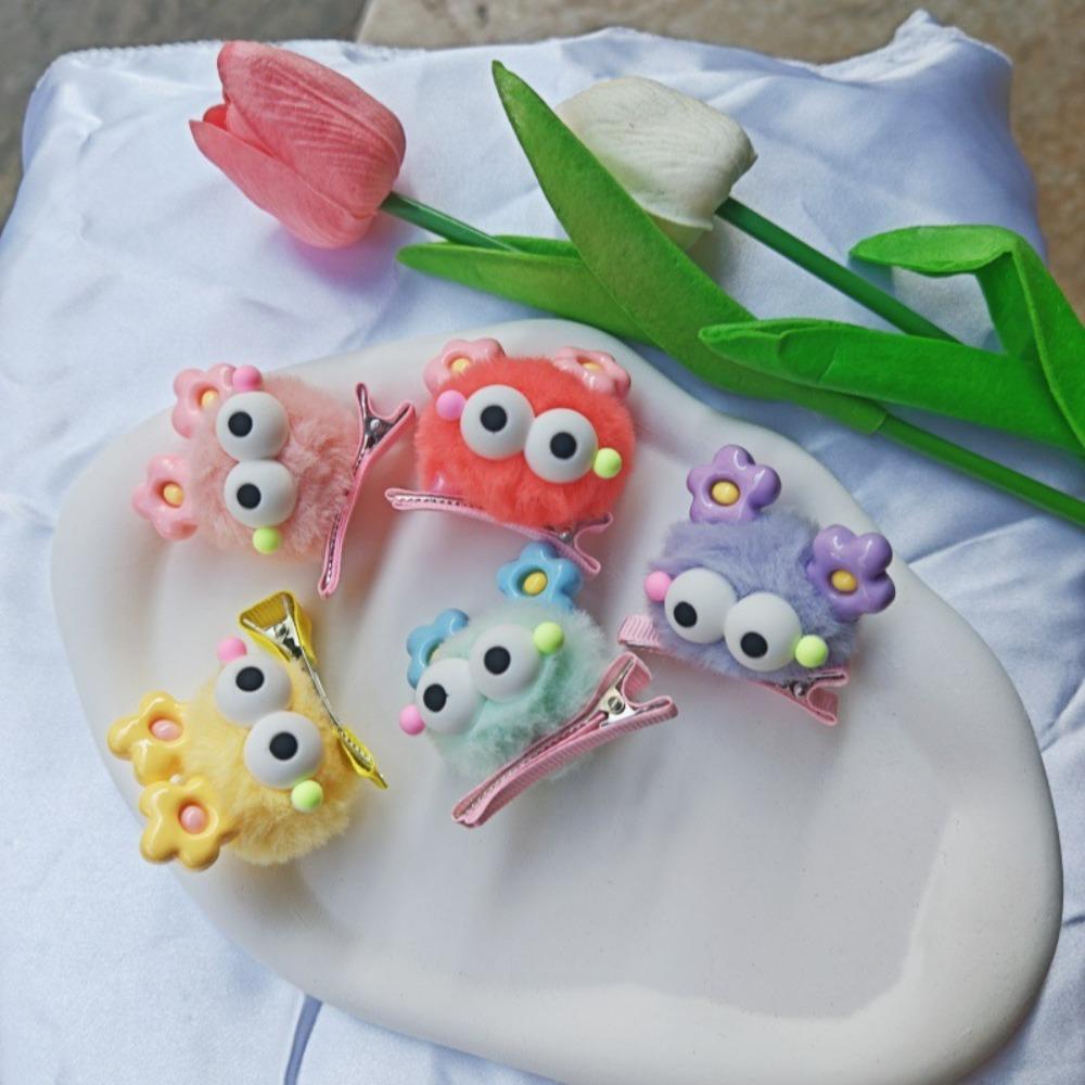 Colorful Little Monster Hairpins for Girls Cute Cartoon Big Eye Plush Doll Hair Clips Fashion Hair Accessories Headwear Gift