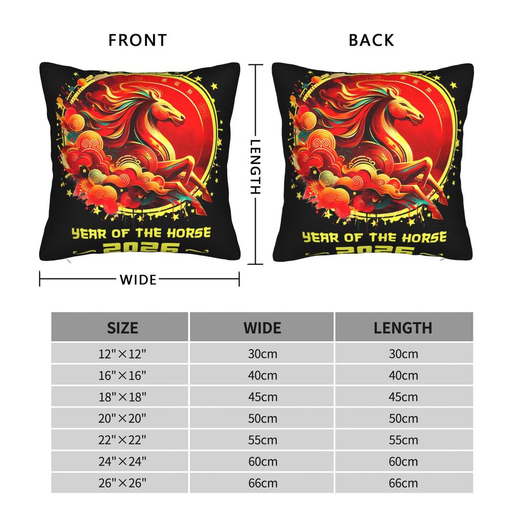 Year Of Horse Chinese Zodiac Lunar New Year Pillow Case Novelty Pillow Cover Design Pillowcases For Living Room Bed Chair