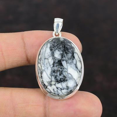 Pinolith Jaspis Anhänger Edelstein Handgefertigter Anhänger 925 Sterling Silber Anhänger Echter Pinolith Jaspis Schmuck Geschenk für Mama Boho Hippie Anhänger