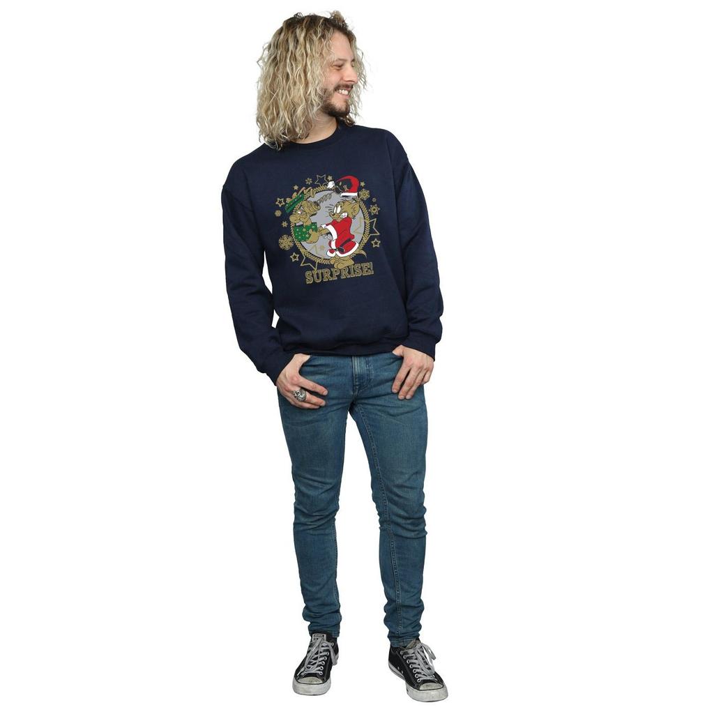Tom And Jerry Mens Christmas Surprise Sweatshirt