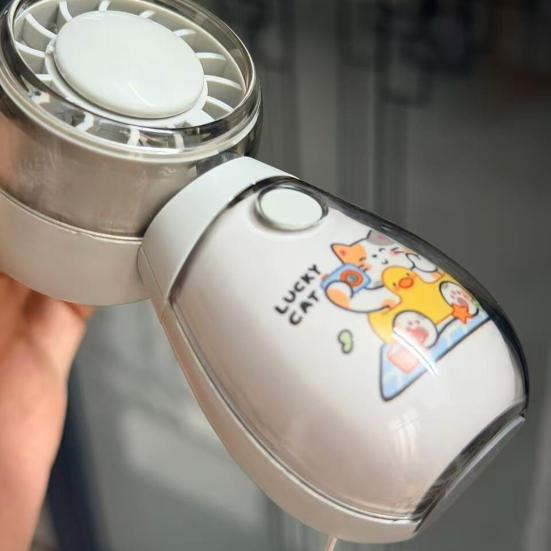 Mini Cartoon Animal Handheld Fan with Lanyard High Speed Wind USB Rechargeable Summer