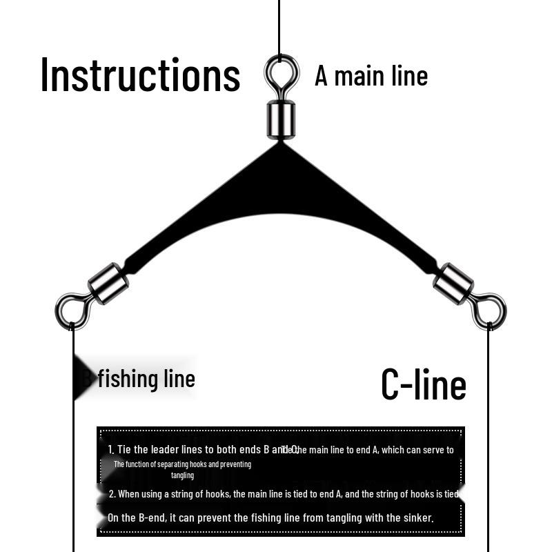 American Flat Shoulder Pole Swivel Connector: 3-Way Split Hook, Figure-8 Ring, Fishing Tackle Accessory