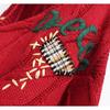 Gestrickte Jacke Locker V-Ausschnitt Langarm Tasche Besticktes Buchstabenmuster Damen Herbst Winter Pullover