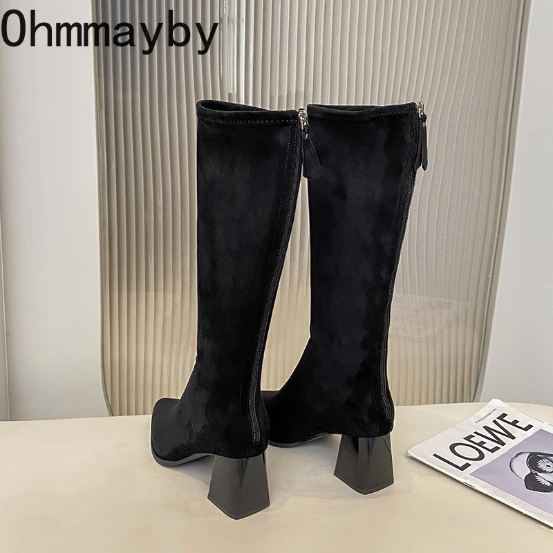 Autumn Winter Sued Women Loots Boots Fashion Pointed Toe Shoes Street Style Party Stripper Female Thick Heel High Booties
