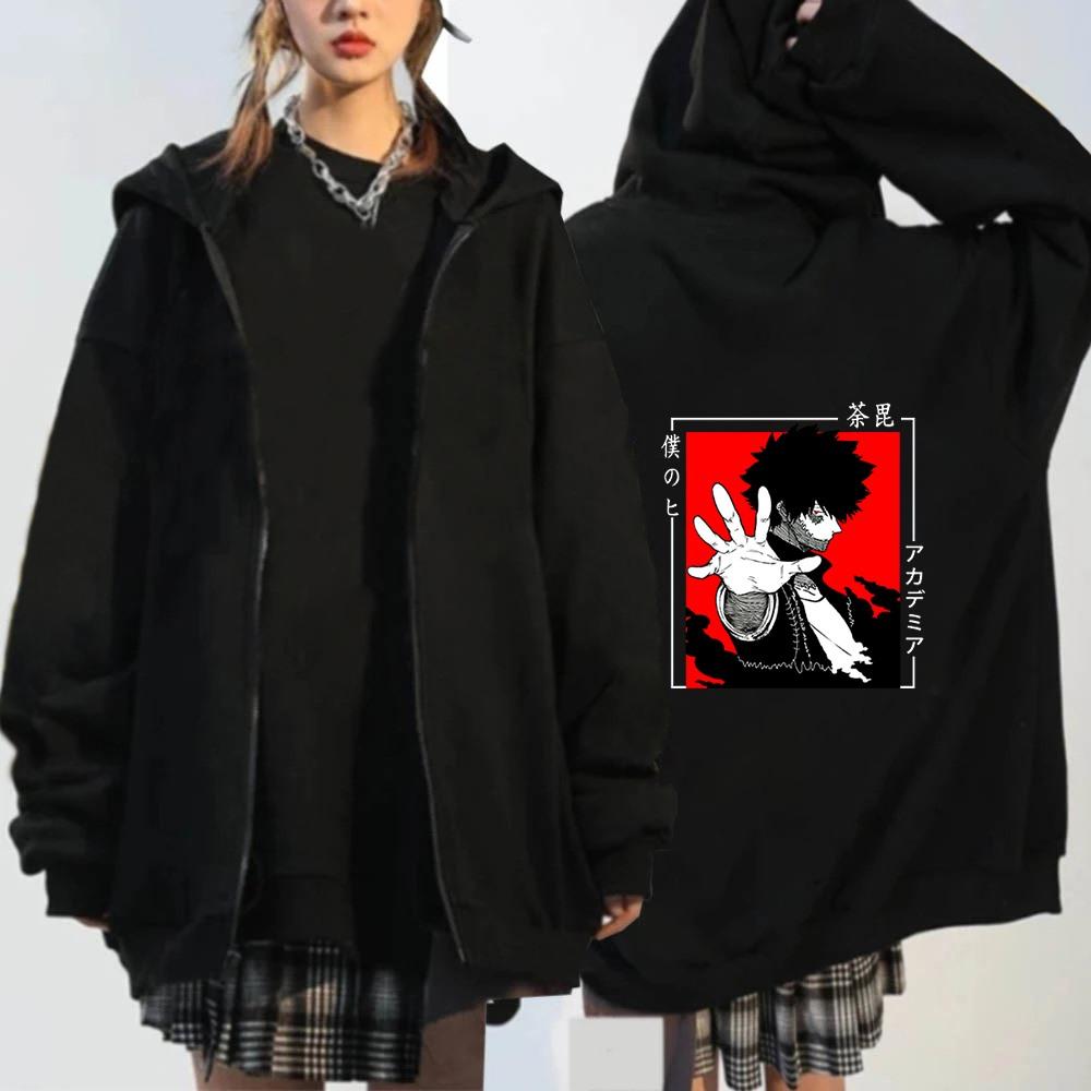 Wiosna jesień japonia Anime My Hero Academia mężczyźni kobiety obszerna bluza z kapturem na zamek Shigaraki Dabi Harajuku Street Streetwear z kapturem