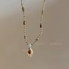 Tiger-eye Stone Pendant Necklace for Women - Vintage Collar Chain with High-end Sweater Chain