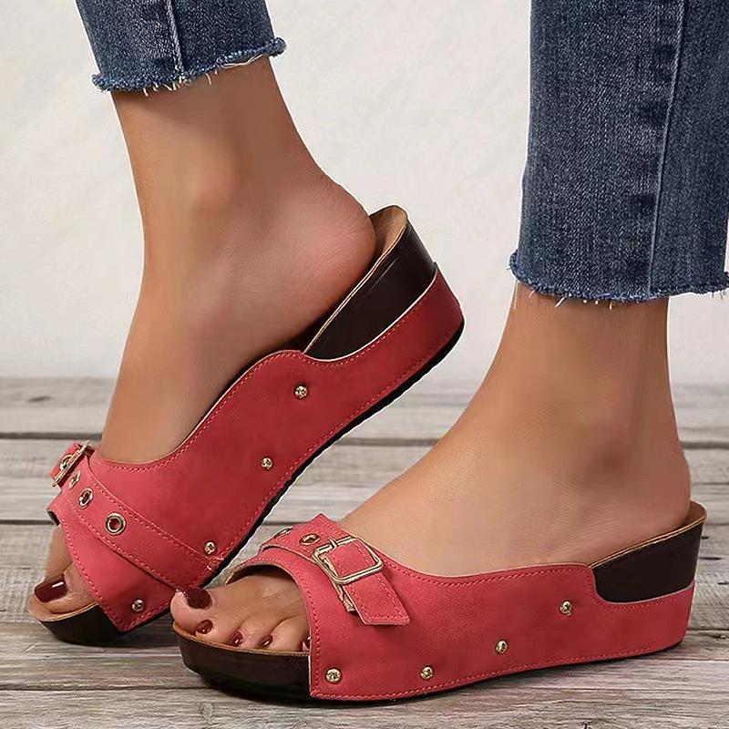Fashion Women Sandals 2024 Fashion Heels Shoes For Women Summer Sandals Slip On Wedges Zapatos Mujer Outdoor Slippers Platform Sandals