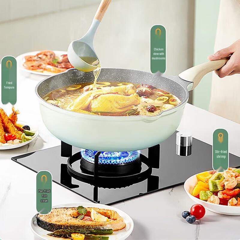 Chuidahuang Qinglan 32cm Titanium Alloy Non-stick Stir-fry Pan