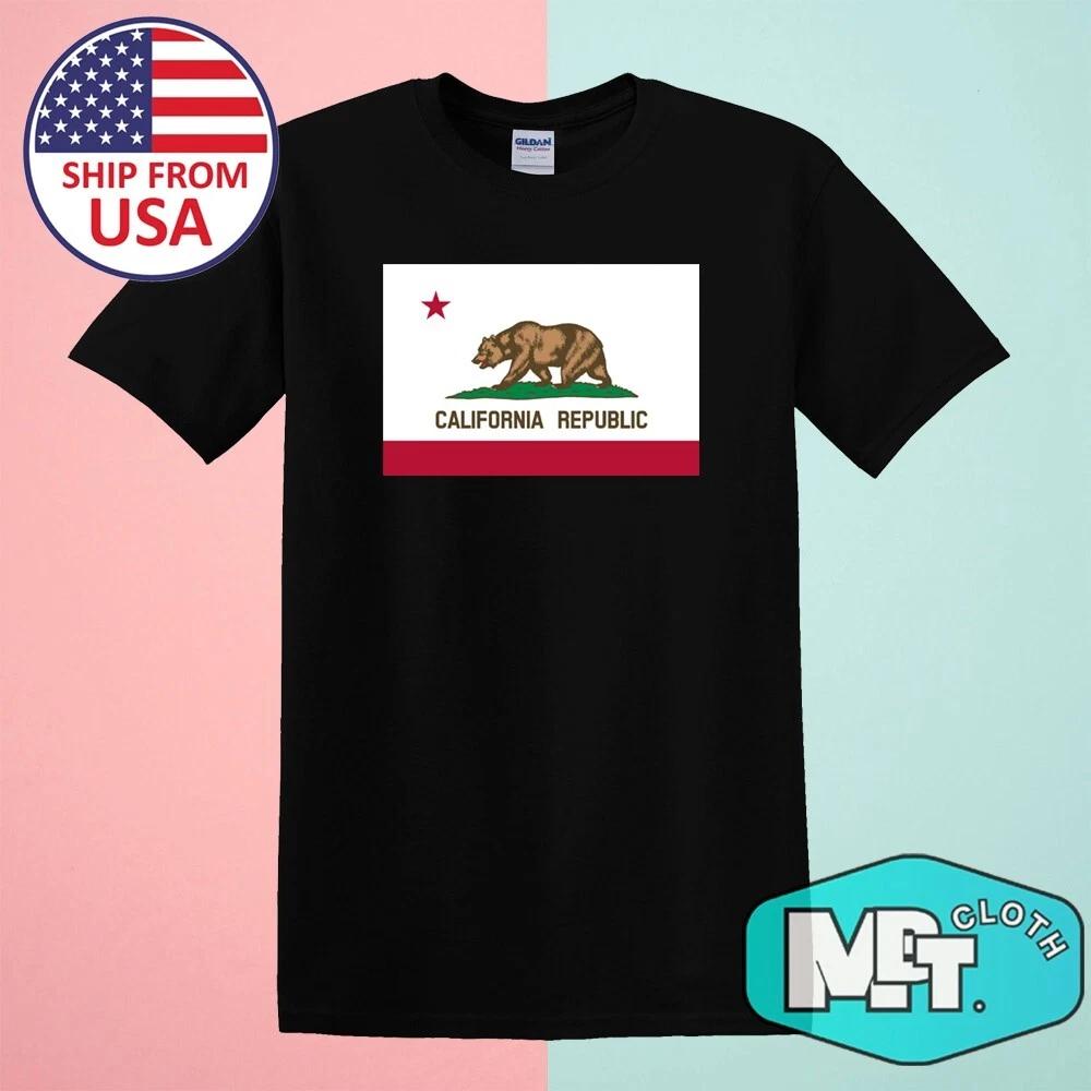 California Republic State Flag Bear Men s Black Size S-5XL 2XL