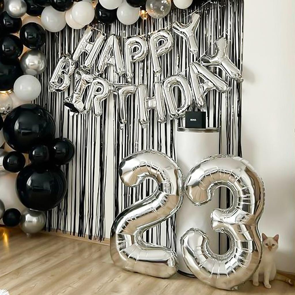 32 inch gold and silver number balloons, birthday party, Valentine's Day wedding, anniversary, New Year party decoration