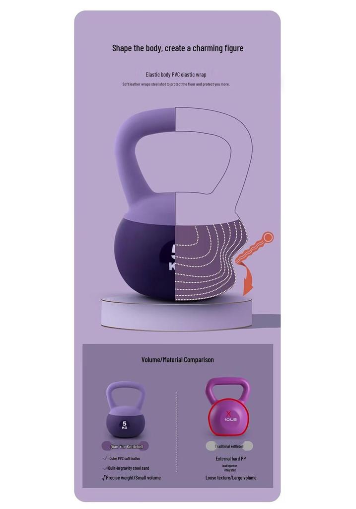 Women's Soft Kettlebell for Arm Exercises, Glute Lifts, Squats, and Strength Training
