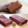 [IJUN] Vintage Key Case with Card Slots and Zipper, Handmade from Vegetable-Tanned Leather