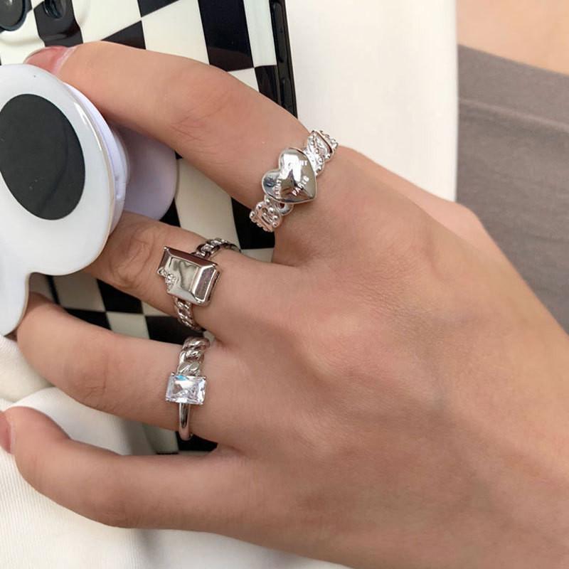 Pure S925 Fashionable Silver Geometric Style Adjustable Ring For Stylish Women Gifts
