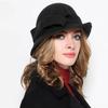 Bow Panama Hat Felt Mourning Cap Vintage Black Topper Hat  Ladies