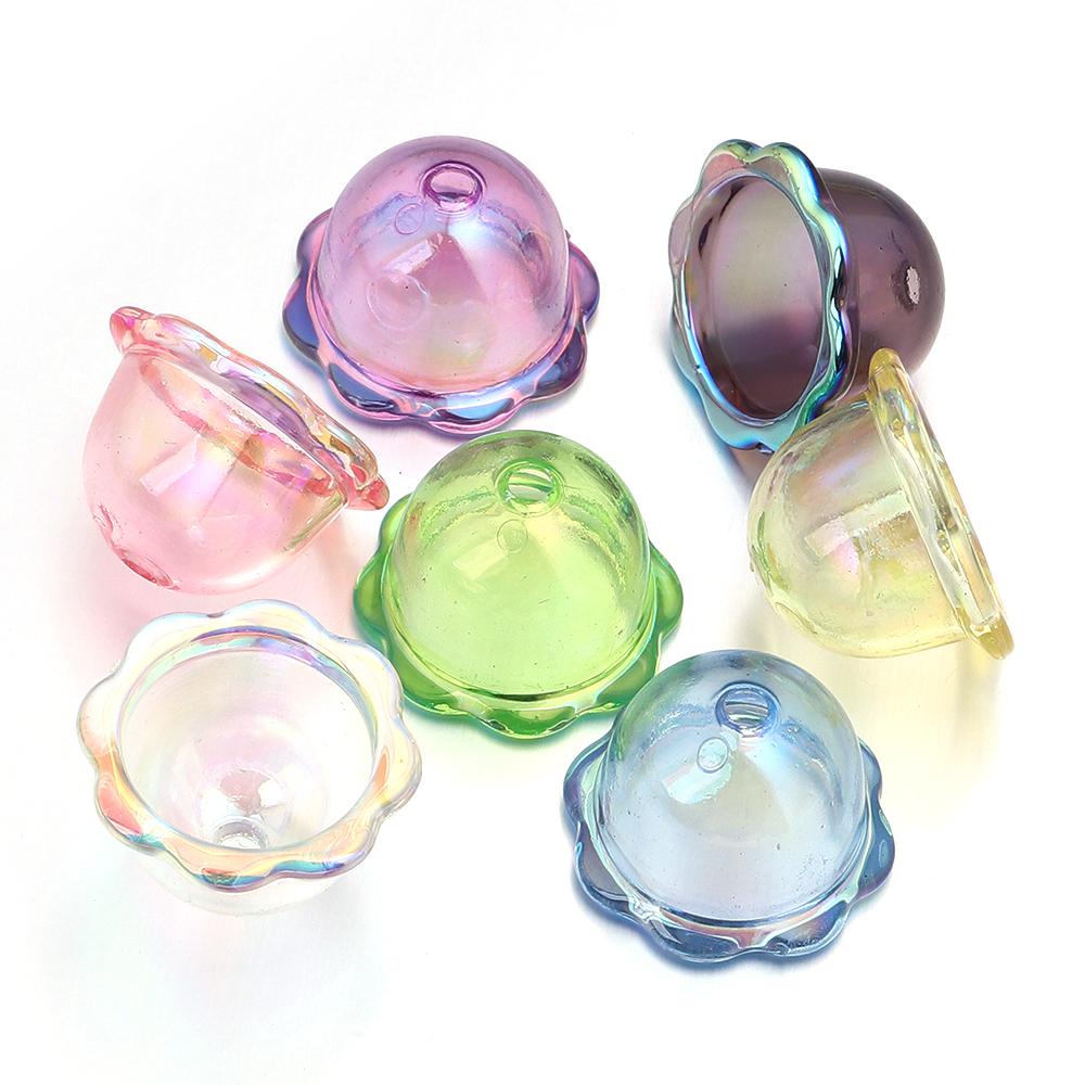 6Pcs Acrylic Wind Bell Beads Colorful Beads Caps Jellyfish Spacer Bead for DIY Earrings Keychain Car Hanging Charms Accessories