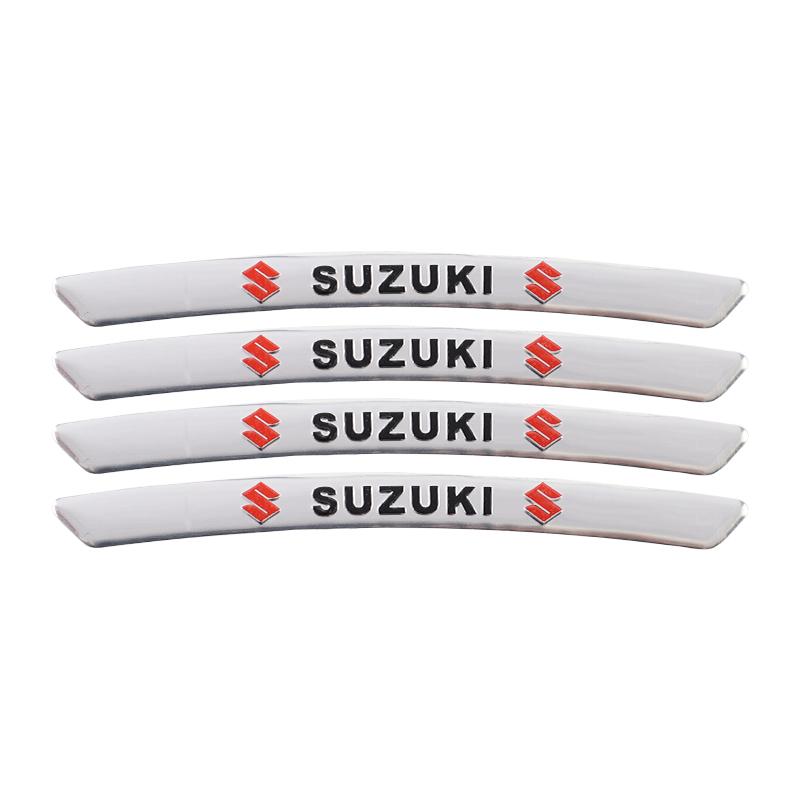 

4Pcs 3D Aluminum Car Wheel Hub Sticker Tire Decorative Strip For Suzuki Swift Vitara Baleno Jimny Samurai SX4 Alto Splash Kaiser