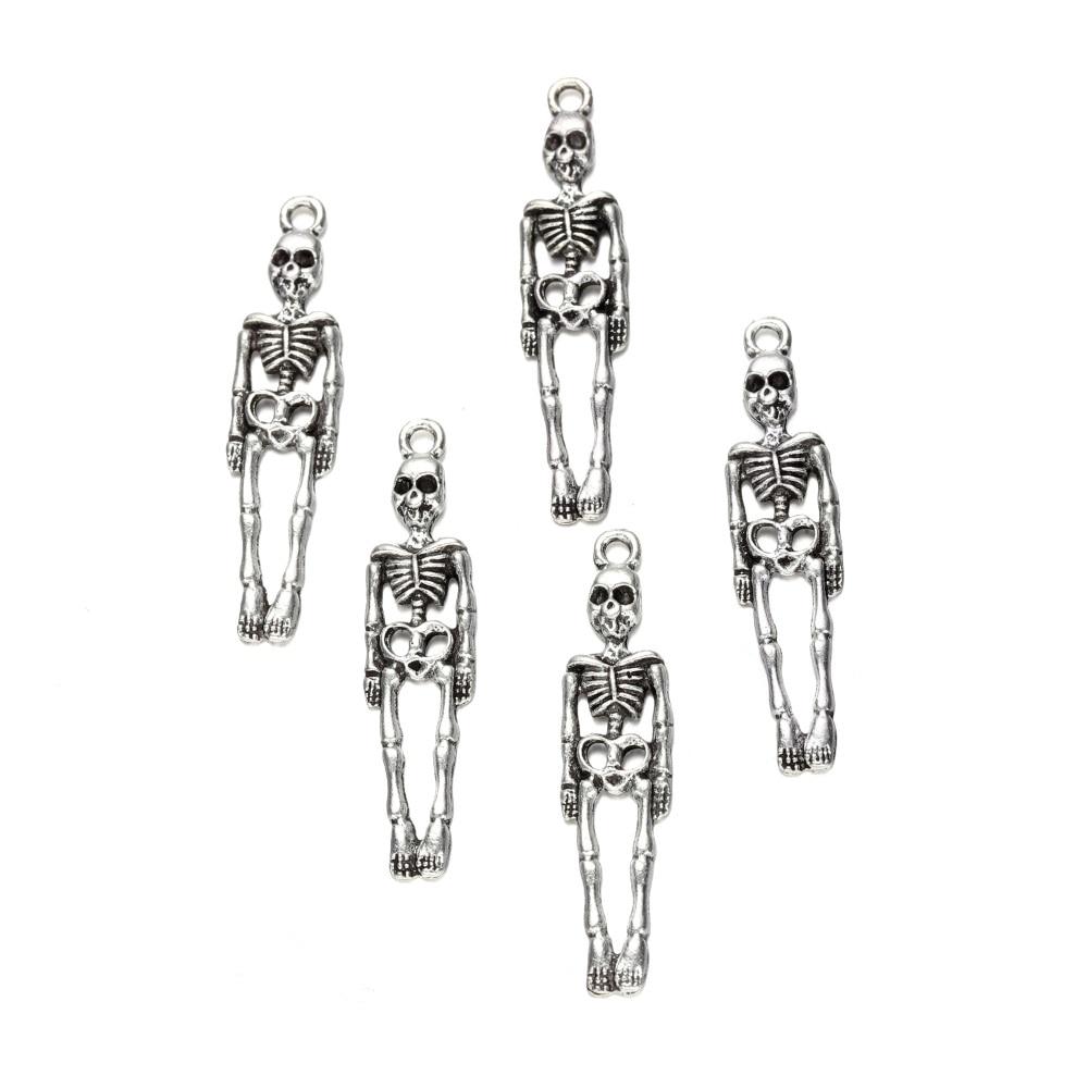 

20 шт./лот 9*38 мм из тибетского сплава, подвески в виде скелета, подвески с черепом для DIY ожерелья, серьги, аксессуары для изготовления ювелирных изделий