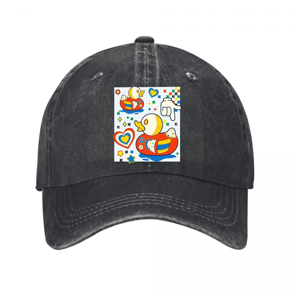 Cute Cartoon Duck Stickers s Room Decor Washed Baseball Cap Outdoor For Womens Unisex FeUnisex
