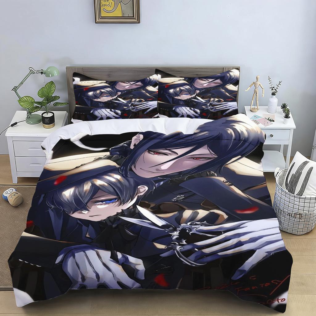 2/3pcs Bedding Set Cartoon Japanese Manga Black Butler Duvet Cover Childlike Bedroom 100% Polyester Adult Gift