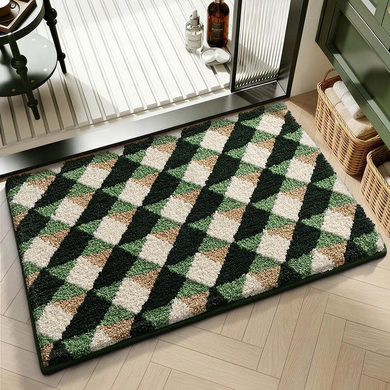 Flocked Non Slip Bathroom Mat Super Absorbent Quick Dry Shower Rug Machine Washable Soft Bath Floor Mat for Home Door Mat