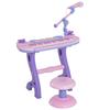 Kinderklavier 37 Tasten Elektronische Tastatur Klavier Set Geschenk Pädagogisches Spielzeug für Kinder ab 3 Jahren mit Mikrofon Hocker Lichtern und 22 Liedern Rosa