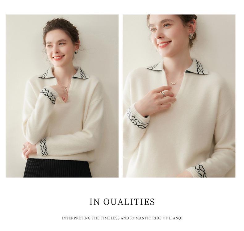 Cozy Slimming Cashmere Knit Women's Pullover Sweater - Soft, Skin-Friendly, Perfect for Autumn/Winter