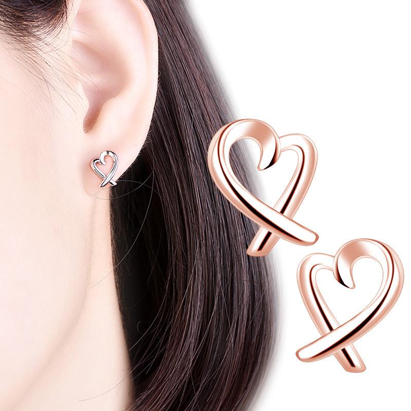 Accessories Fashion Ear Minimalistic Heartshaped Stud Earrings