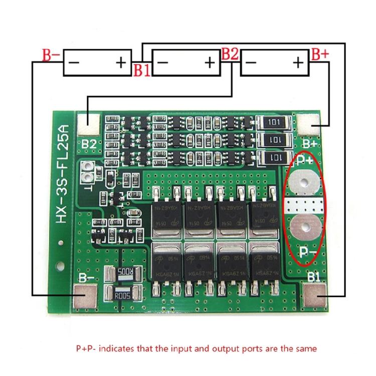 3S 25A 18650 Lithium Batteries Cell Module Electric Tool Application For Lithium Battery Charging Protective Board