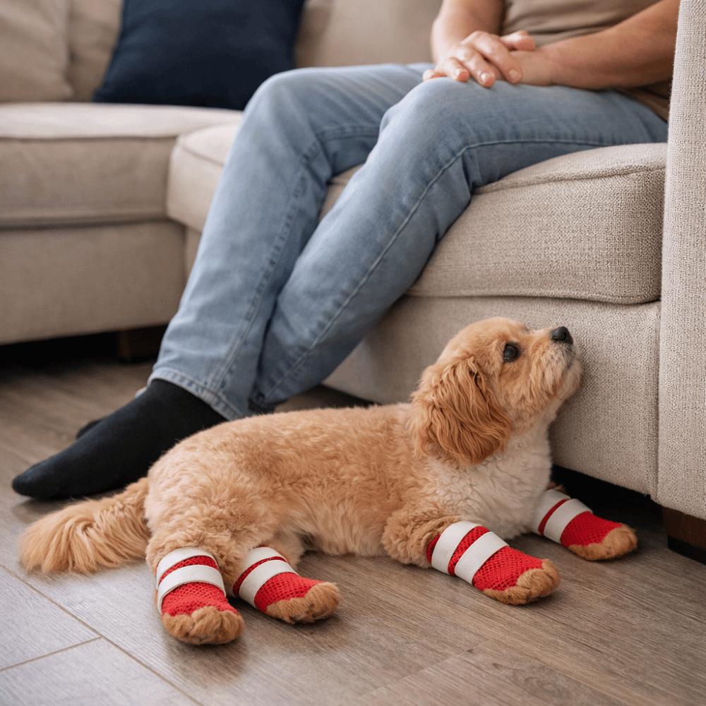 Breathable Dog Mesh Shoes Rubber Sole Dog Paw Protectors Fashion Dog Sneakers  Outdoor Walking