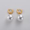 Classic Large Pearl Earrings For Women, Simple And Exaggerated Personality Fashion Ear Buckle Copper-Plated 18K Real Gold Earrings For Women