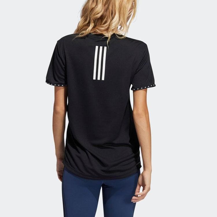 Adidas Solid Color Logo Print Pullover Short Sleeve T-Shirt Women Tops Black GQ9412