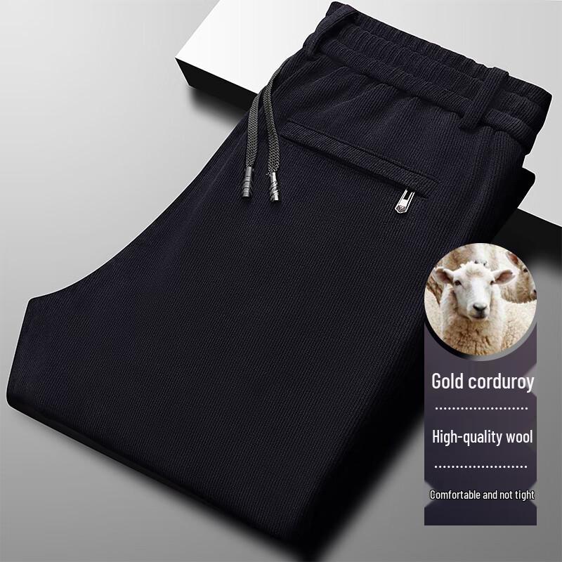 

Yiliteng Men s Wool Blend Corduroy Elastic Waist Business Casual Pants 2XL