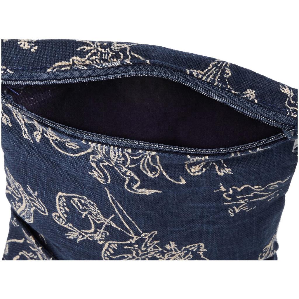 Maruzen Japanese Cloth Wallet - Choju-giga Design, Navy, Handmade Fabric Wallet
